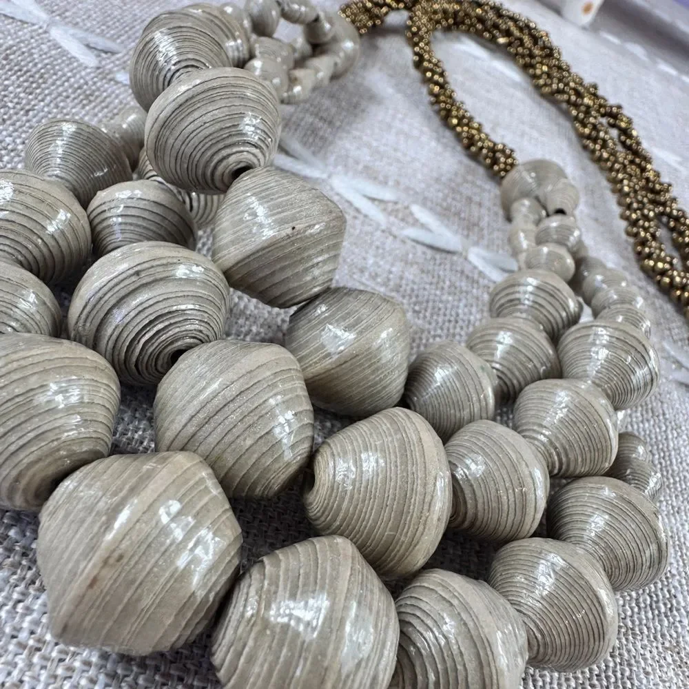 Chunky Paper Beads Necklace